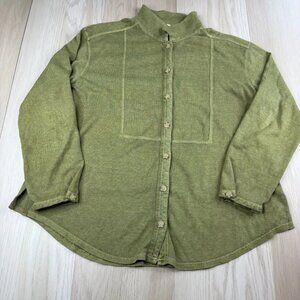 Poetry Womens Green Long Sleeve Cottagecore Collared Button Up Shirts Size 6